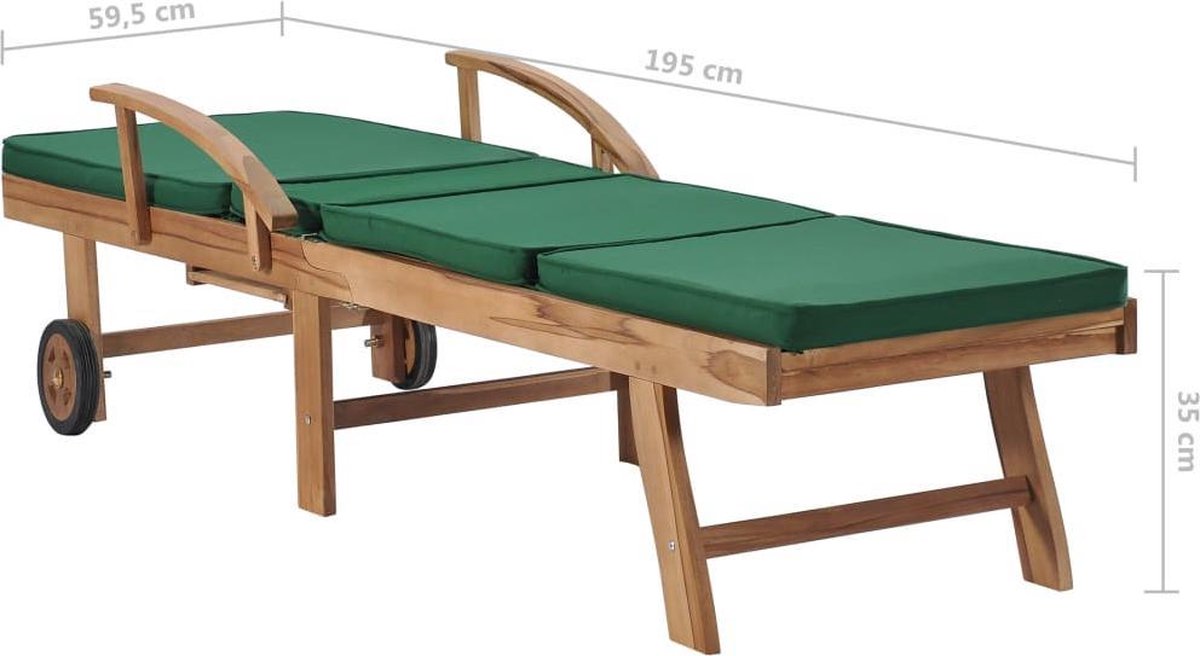 Vidaxl Ligbedden Met Kussens 2 St Massief Teakhout - Groen