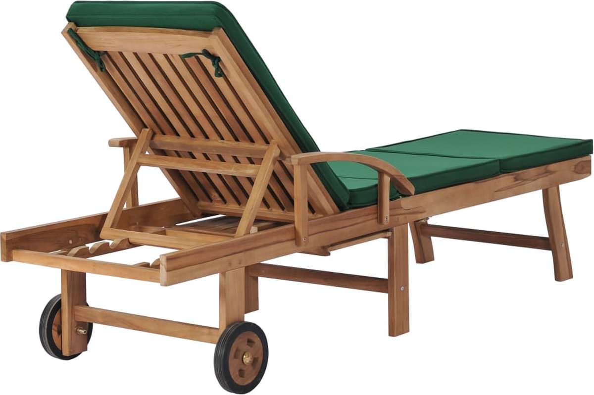 Vidaxl Ligbedden Met Kussens 2 St Massief Teakhout - Groen