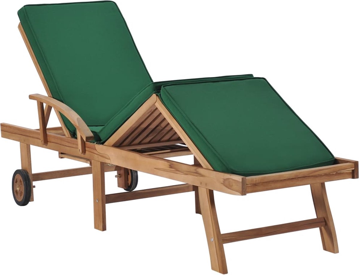 Vidaxl Ligbedden Met Kussens 2 St Massief Teakhout - Groen