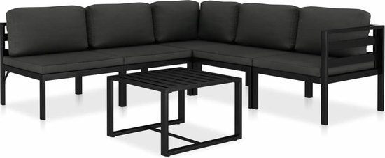 Vidaxl 6-delige Loungeset Met Kussens Aluminium Antraciet - Grijs