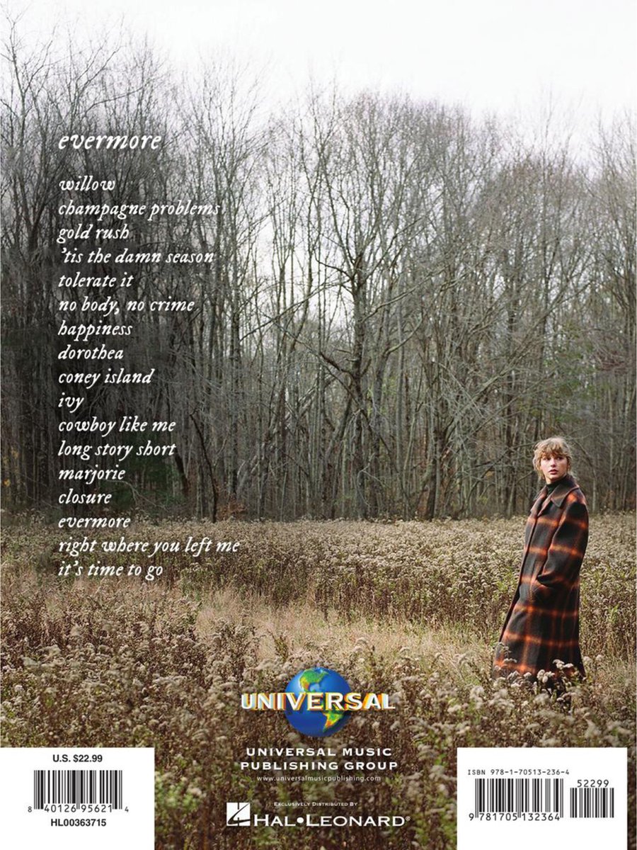 Hal Leonard Taylor Swift Evermore songboek voor piano