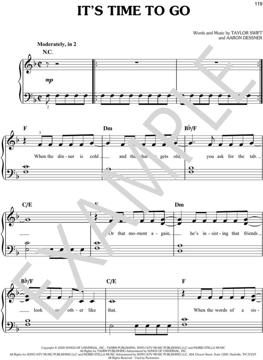 Hal Leonard Taylor Swift Evermore songboek voor piano