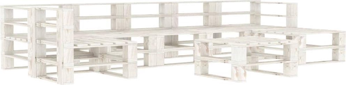 Vidaxl 8-delige Loungeset Pallet Hout - Blanco