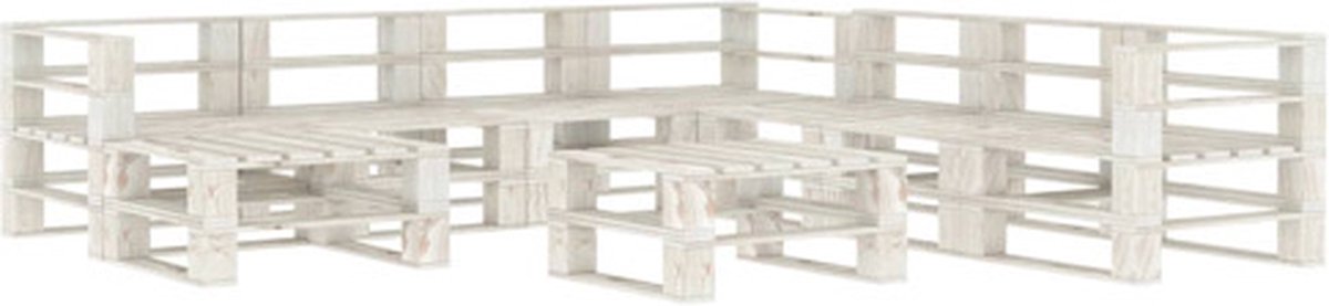 Vidaxl 9-delige Loungeset Pallet Hout - Blanco