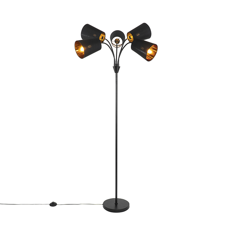 QAZQA Moderne vloerlamp 5-lichts - Carmen - Zwart