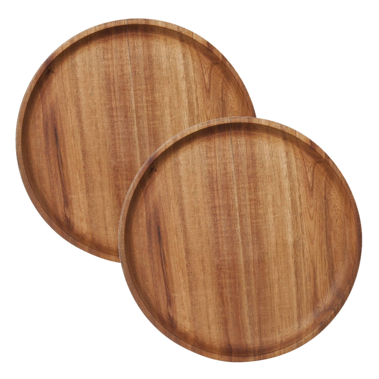 Cosy&Trendy 2x Stuks Kaarsenborden/kaarsenplateaus Hout Rond D22 Cm - Kaarsenplateaus - Bruin