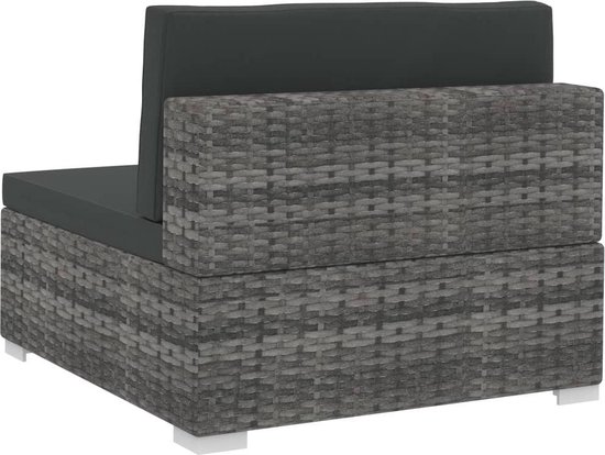 Vidaxl 3-delige Loungeset Met Kussens Poly Rattan - Grijs