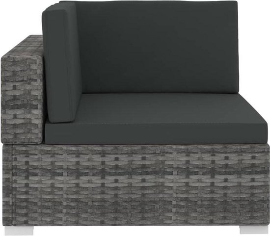 Vidaxl 3-delige Loungeset Met Kussens Poly Rattan - Grijs