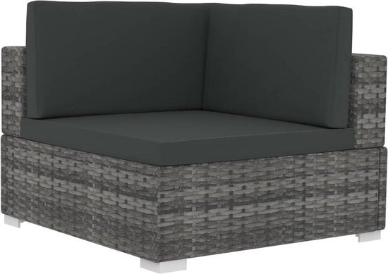 Vidaxl 3-delige Loungeset Met Kussens Poly Rattan - Grijs