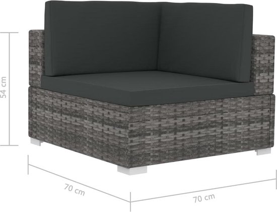 Vidaxl 3-delige Loungeset Met Kussens Poly Rattan - Grijs