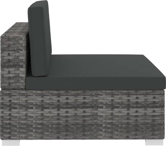 Vidaxl 3-delige Loungeset Met Kussens Poly Rattan - Grijs