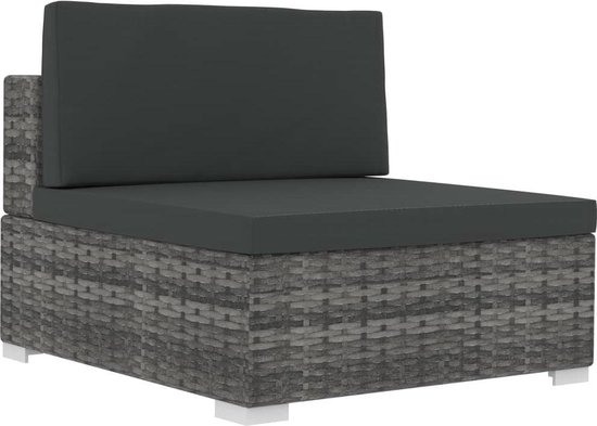 Vidaxl 3-delige Loungeset Met Kussens Poly Rattan - Grijs