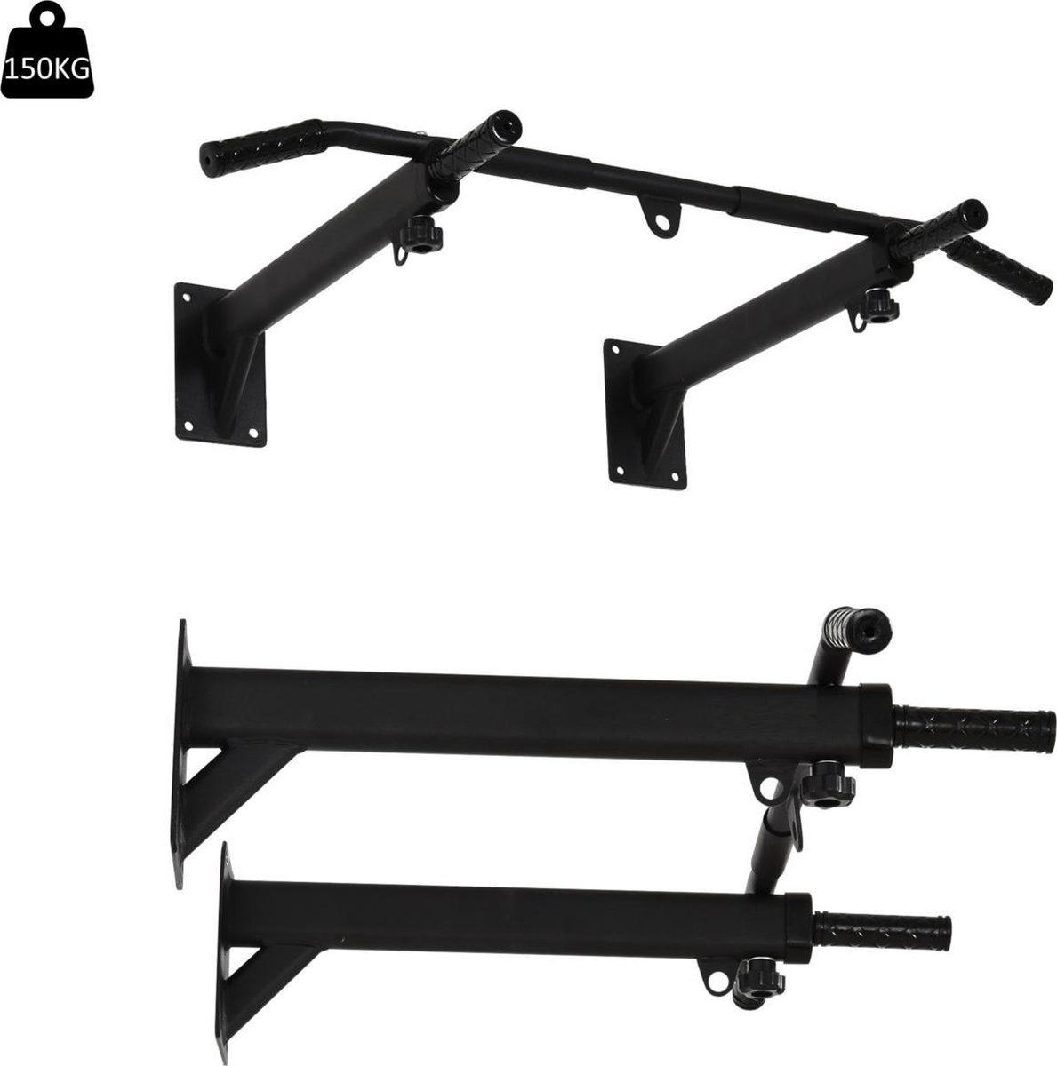 Pull Up Bar - Chin Up Bar - Pull Up Bar Wandmontage - Pull Up Bar Muur - Optrekstang - Thuis Sporten - Bokszak - Oph... - Zwart