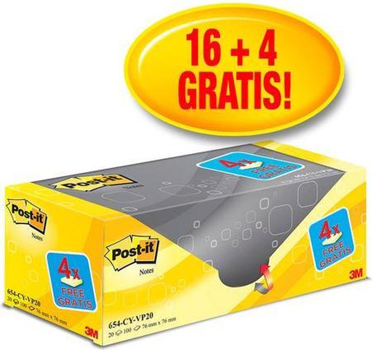 Notitieblok Post-it 76x76 Kan./pk 20 - Geel