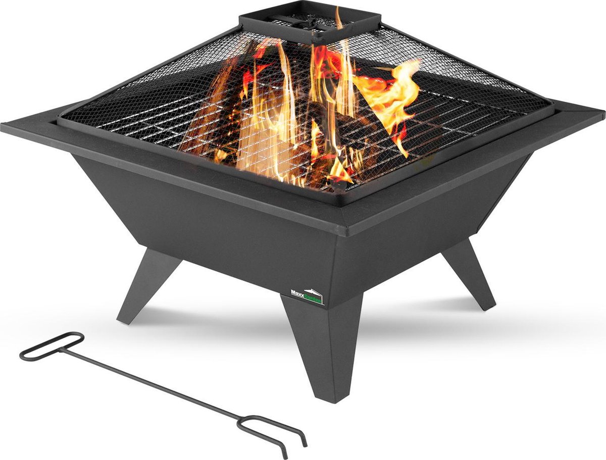 MaxxGarden Hermes Barbecue/vuurkorf - 50x50 Cm - Zwart