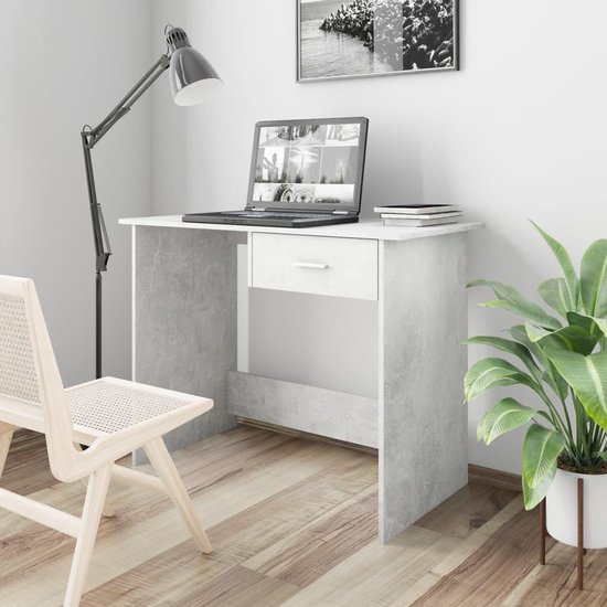 Vidaxl Bureau 100x50x76 Cm Spaanplaat Beton - Grijs