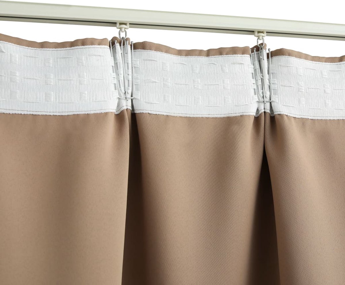 Vidaxl Gordijnen Verduisterend Met Haken 2 St 140x175 Cm Taupe - Bruin