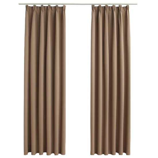 Vidaxl Gordijnen Verduisterend Met Haken 2 St 140x175 Cm Taupe - Bruin