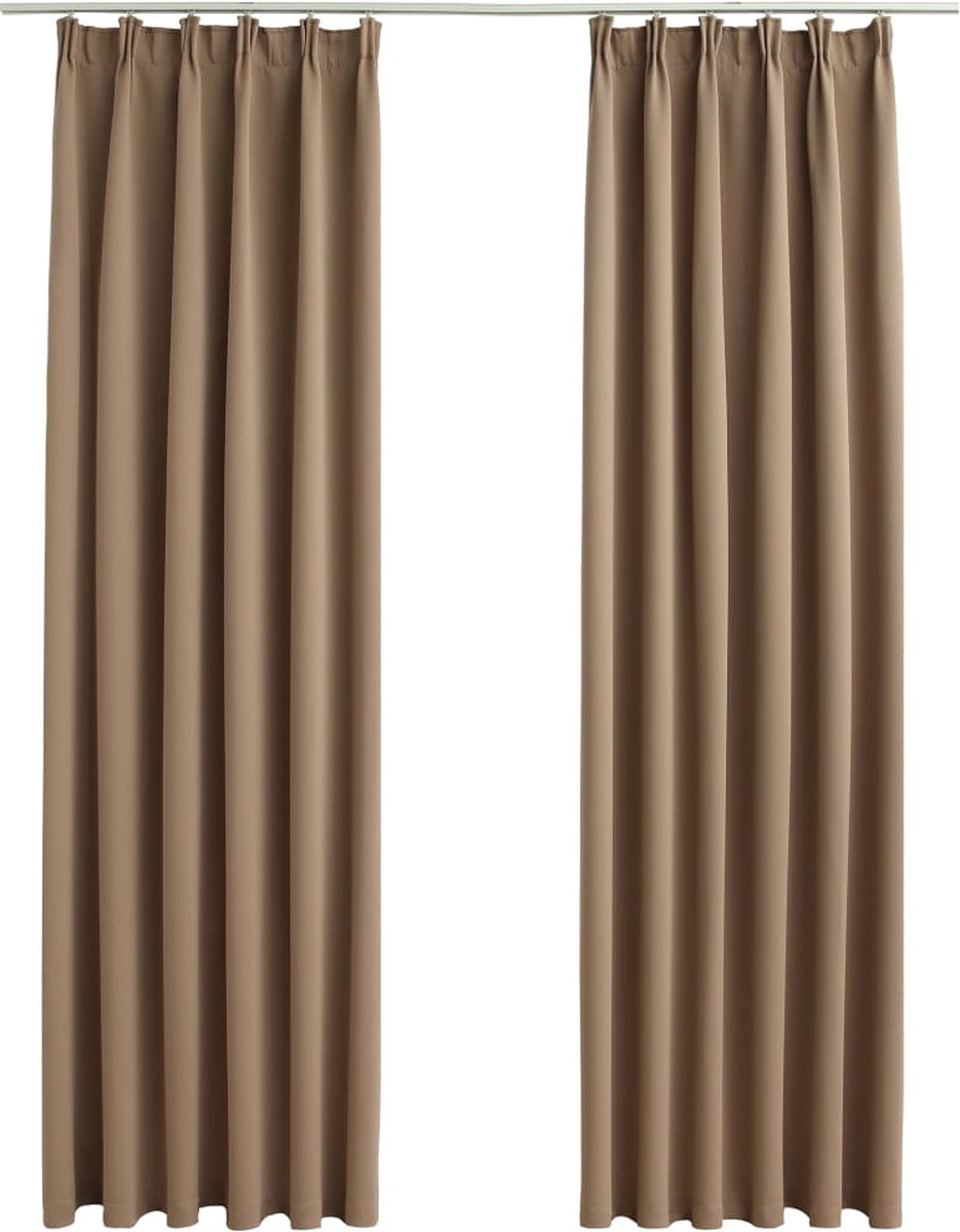 Vidaxl Gordijnen Verduisterend Met Haken 2 St 140x245 Cm Taupe - Bruin