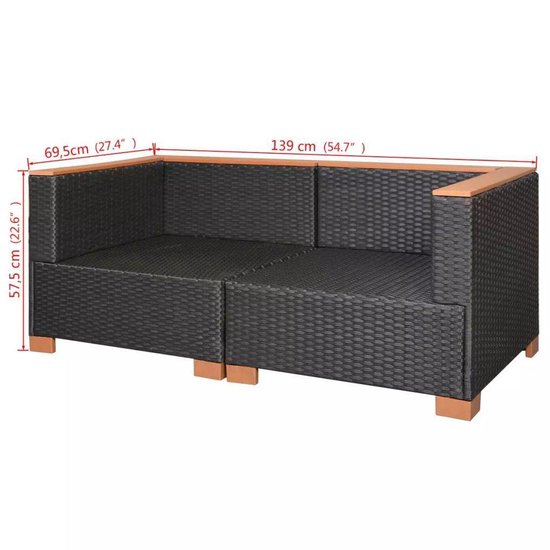 Vidaxl Tuinbank Poly Rattan - Zwart