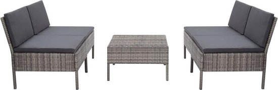 Vidaxl 5-delige Loungeset Met Kussens Poly Rattan - Grijs