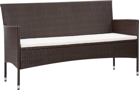 Vidaxl 5-delige Loungeset Met Kussens Poly Rattan - Bruin