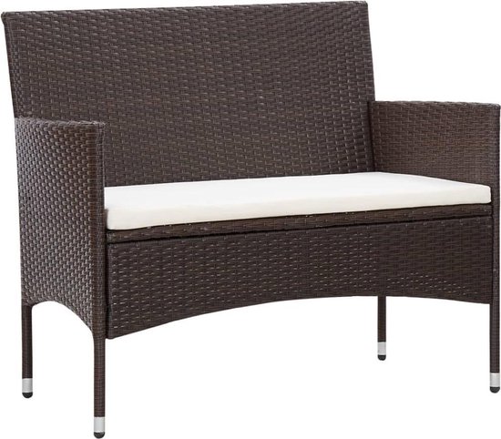 Vidaxl 5-delige Loungeset Met Kussens Poly Rattan - Bruin