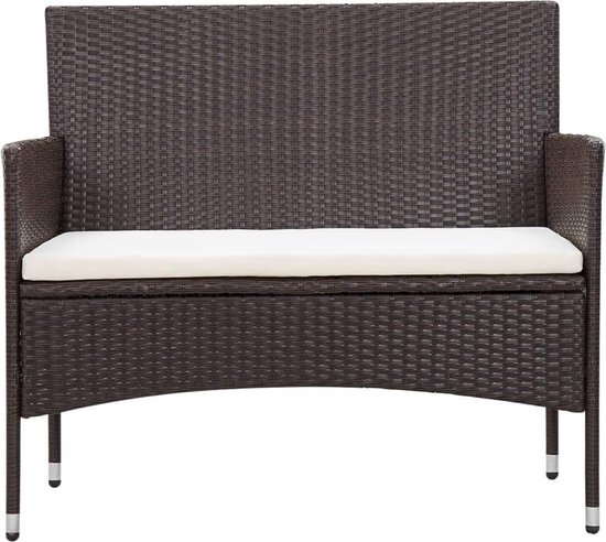 Vidaxl 5-delige Loungeset Met Kussens Poly Rattan - Bruin