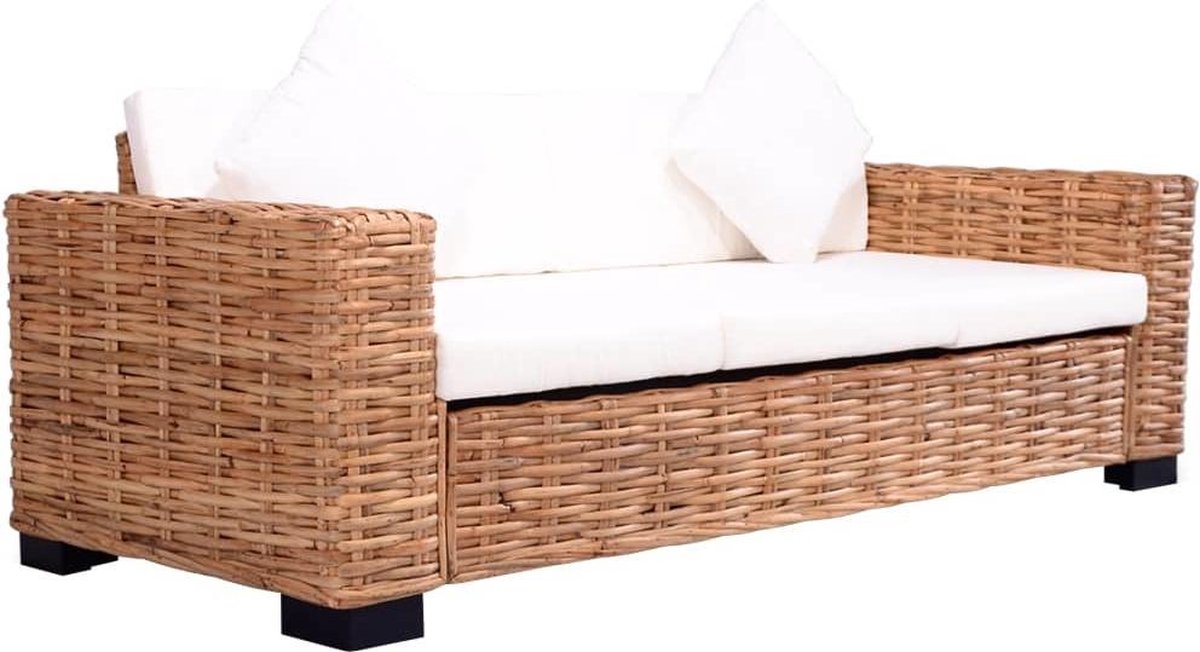 Vidaxl Tuinbank 3-zits Natuurlijk Rattan - Bruin