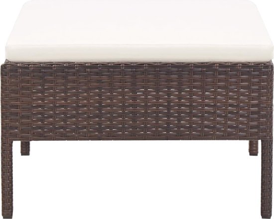 Vidaxl 3-delige Loungeset Met Kussens Poly Rattan - Bruin