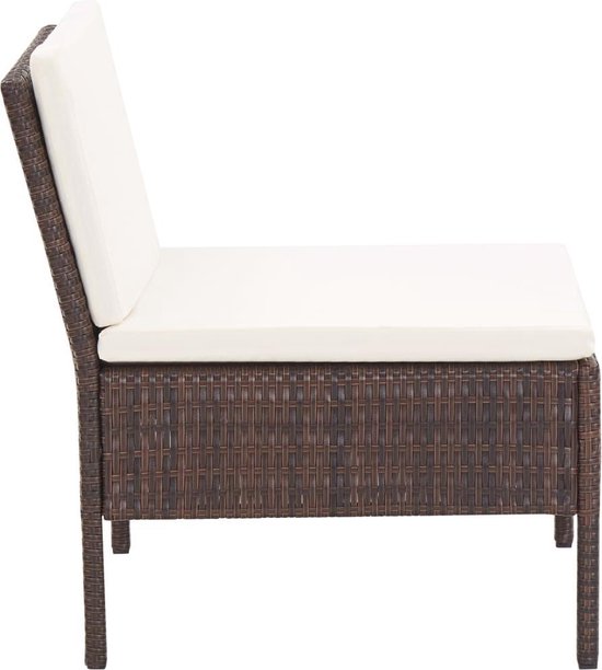 Vidaxl 3-delige Loungeset Met Kussens Poly Rattan - Bruin