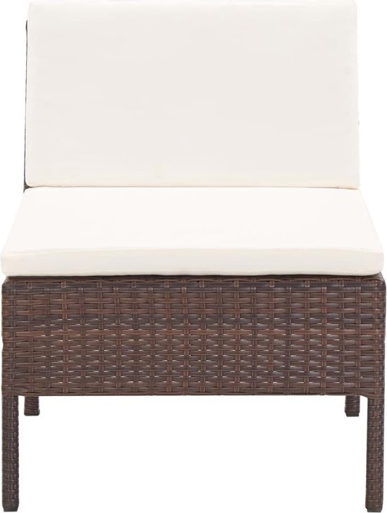 Vidaxl 3-delige Loungeset Met Kussens Poly Rattan - Bruin