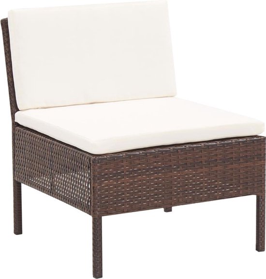 Vidaxl 3-delige Loungeset Met Kussens Poly Rattan - Bruin