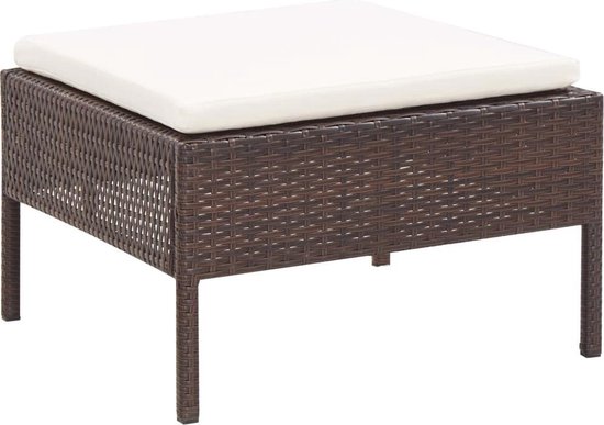 Vidaxl 3-delige Loungeset Met Kussens Poly Rattan - Bruin