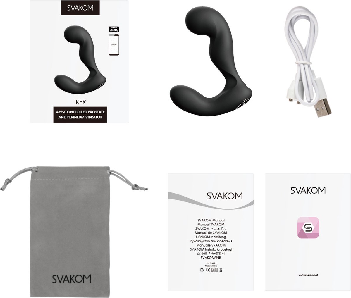 SVAKOM Iker App-gestuurde Prostaat-en Perineumvibrator - Zwart