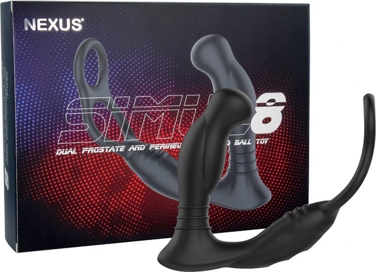 Nexus Simul8 Vibrerende anale Cock and Ball Toy met dubbele motor - Zwart