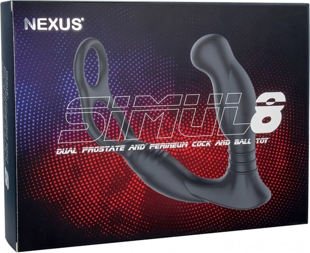 Nexus Simul8 Vibrerende anale Cock and Ball Toy met dubbele motor - Zwart