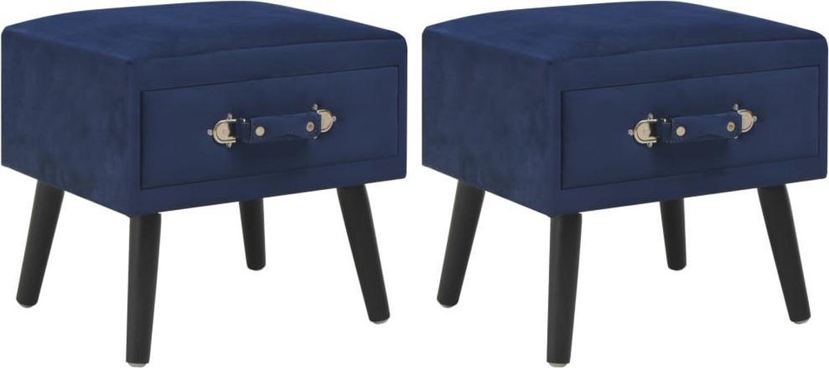 Vidaxl Nachtkastjes 2 St 40x35x40 Cm Fluweel - Blauw
