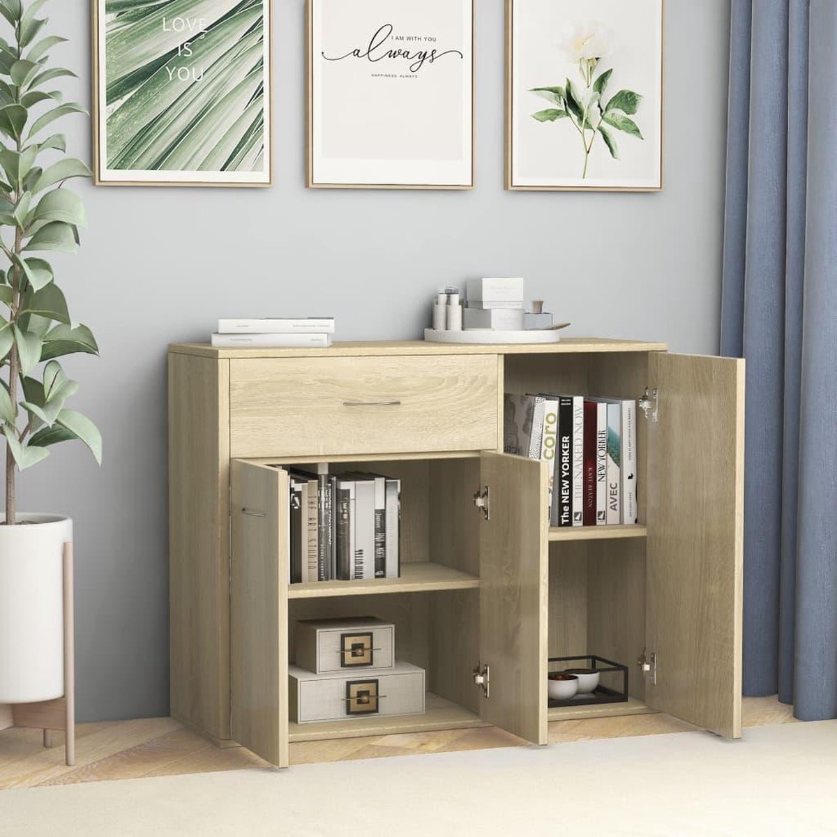 Vidaxl Dressoir 88x30x70 Cm Spaanplaat Sonoma Eikenkleurig - Bruin