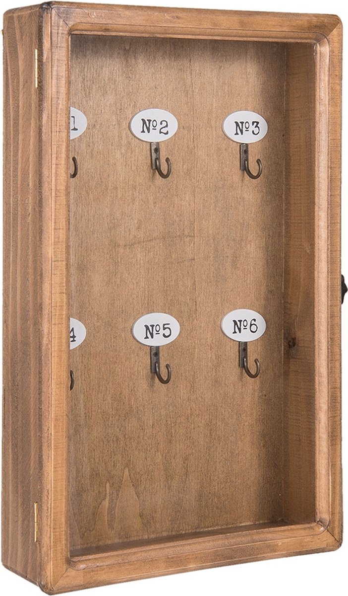 Clayre & Eef Sleutelkast 24*7*38 Cm Hout / Glas - Bruin