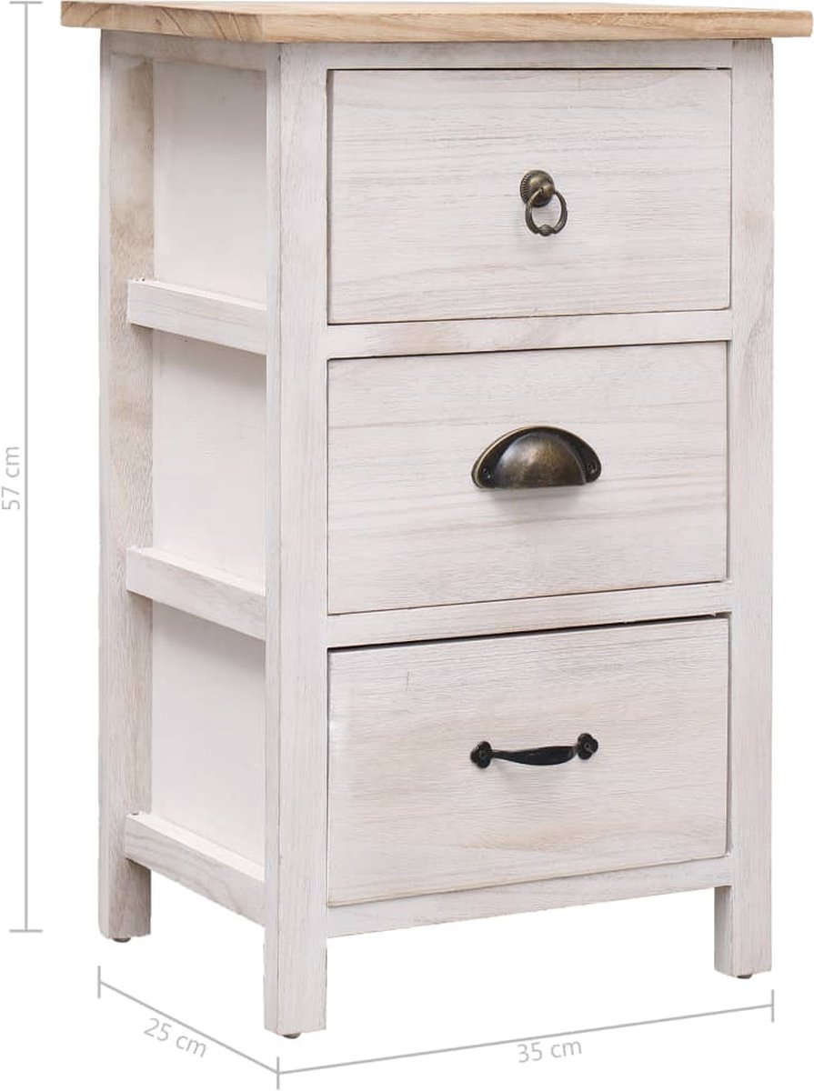 Vidaxl Bijzetkast 35x25x57 Cm Paulowniahout - Wit