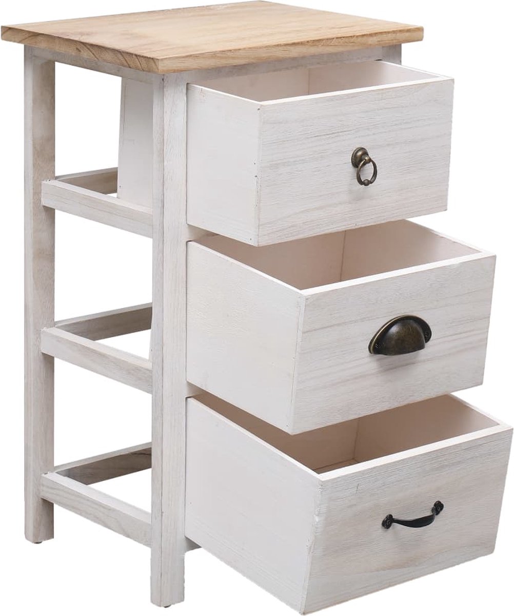 Vidaxl Bijzetkast 35x25x57 Cm Paulowniahout - Wit