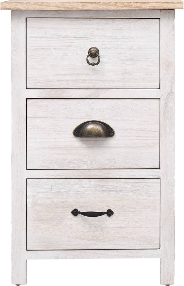Vidaxl Bijzetkast 35x25x57 Cm Paulowniahout - Wit