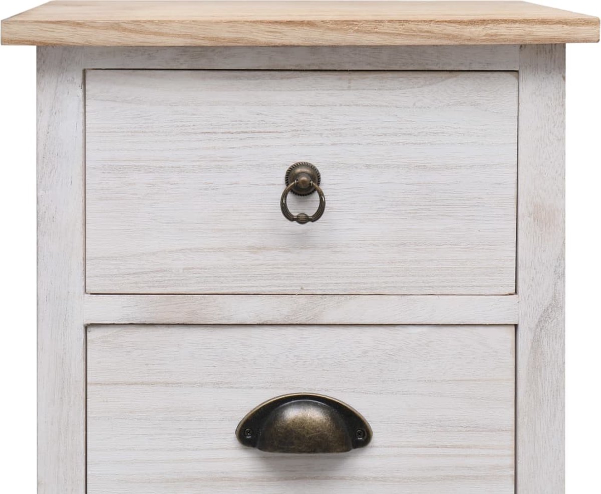 Vidaxl Bijzetkast 35x25x57 Cm Paulowniahout - Wit