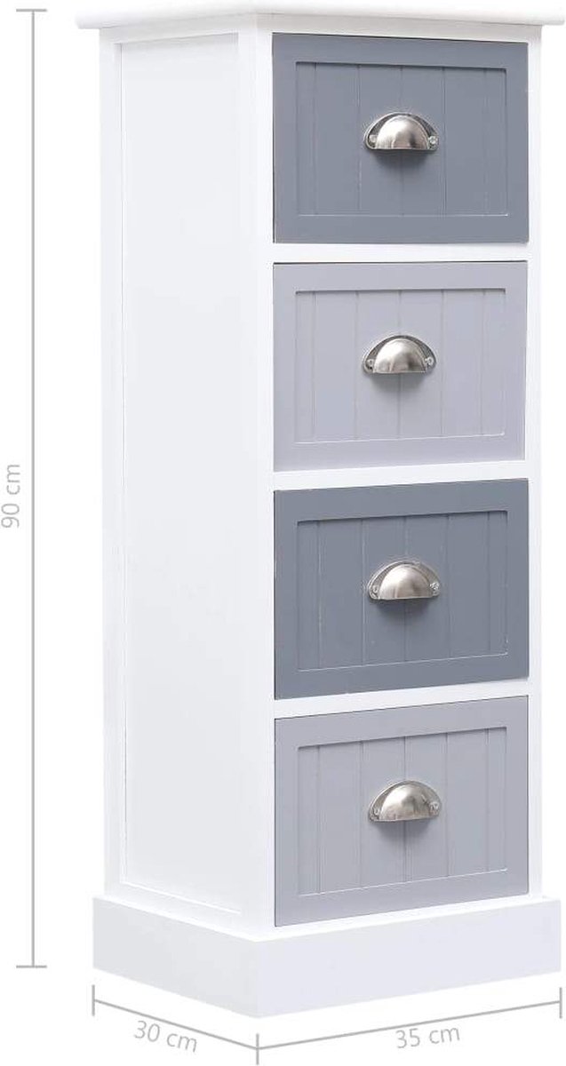 Vidaxl Bijzetkast 35x30x90 Cm Paulowniahout - Wit