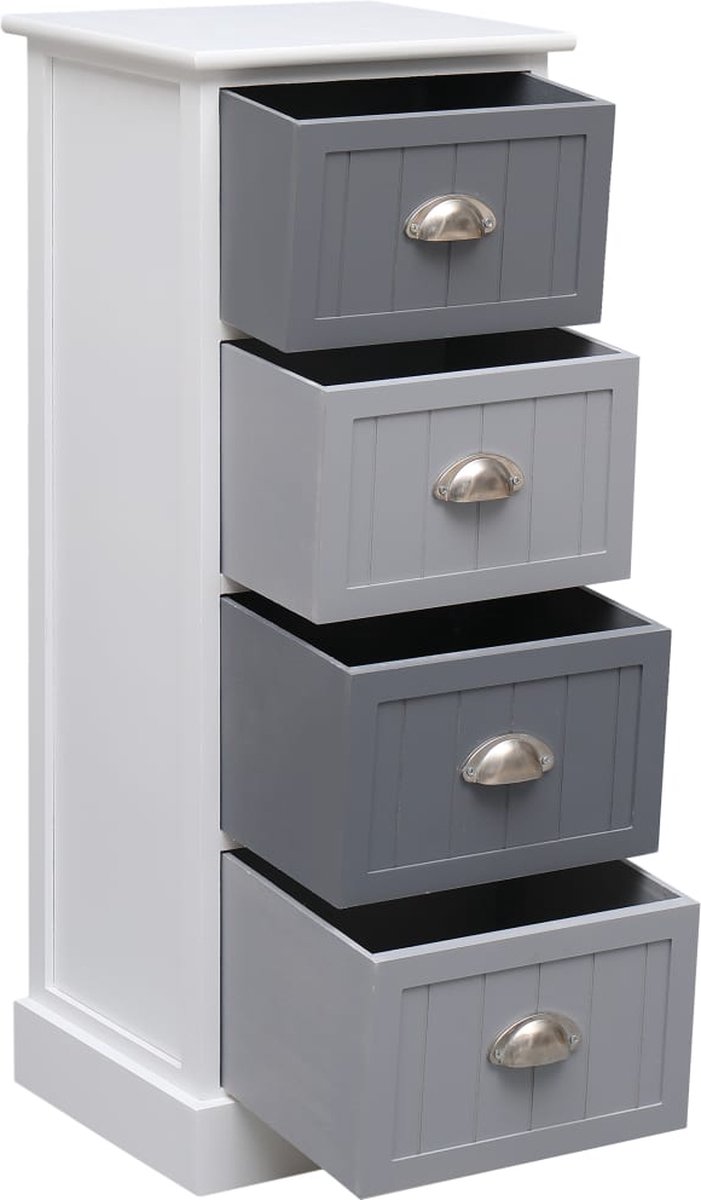 Vidaxl Bijzetkast 35x30x90 Cm Paulowniahout - Wit