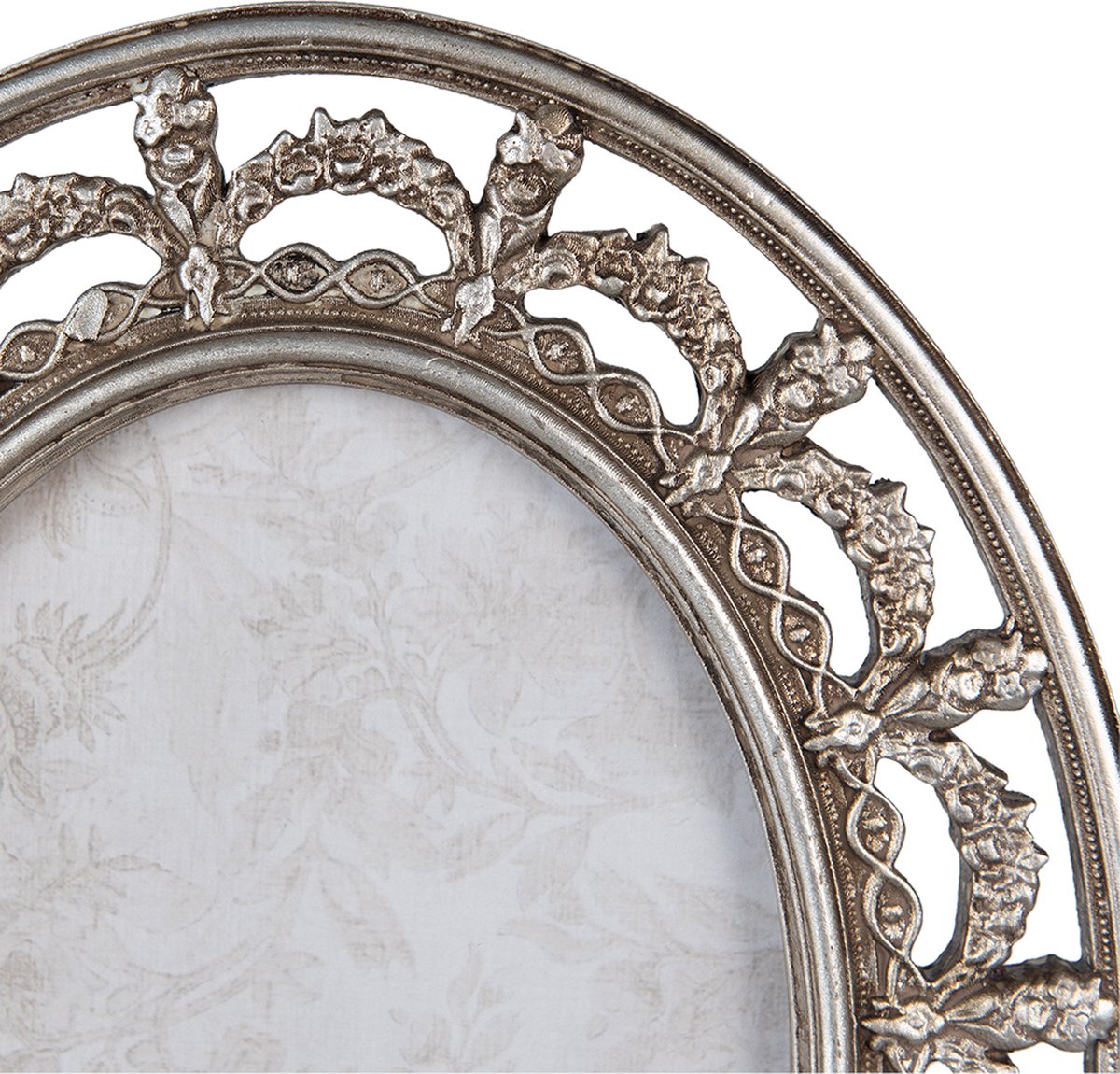 Clayre & Eef Fotolijst 13*18 Cm Zilverkleurig Kunststof Ovaal Fotokader Wissellijst Foto Frame Zilverkleurig Fotokader - Silver