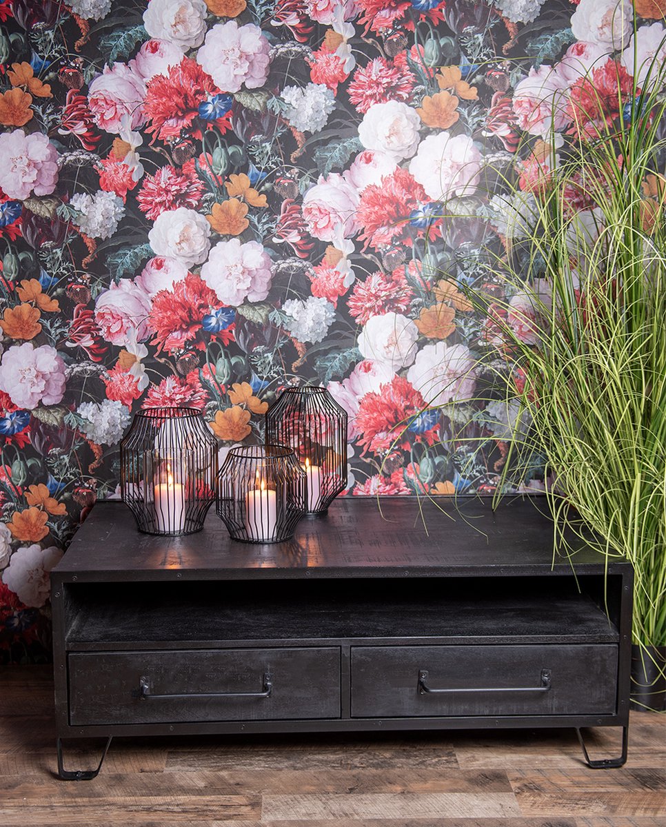Clayre & Eef Salontafel 120*60*45 Cm Hout Rechthoek Bijzettafel Salon Tafel Koffietafel Bijzettafel Salon - Zwart