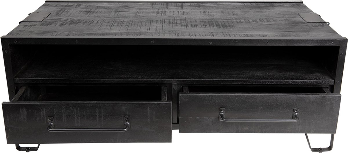 Clayre & Eef Salontafel 120*60*45 Cm Hout Rechthoek Bijzettafel Salon Tafel Koffietafel Bijzettafel Salon - Zwart