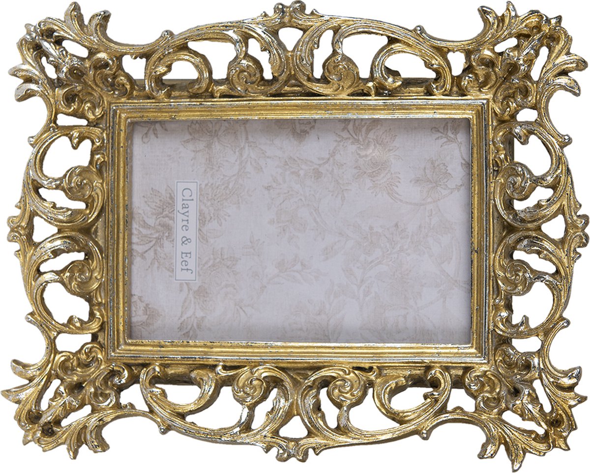 Clayre & Eef Fotolijst 10*15 Cmkleurig Kunststof Fotokader Wissellijst Foto Framekleurig Fotokader - Goud